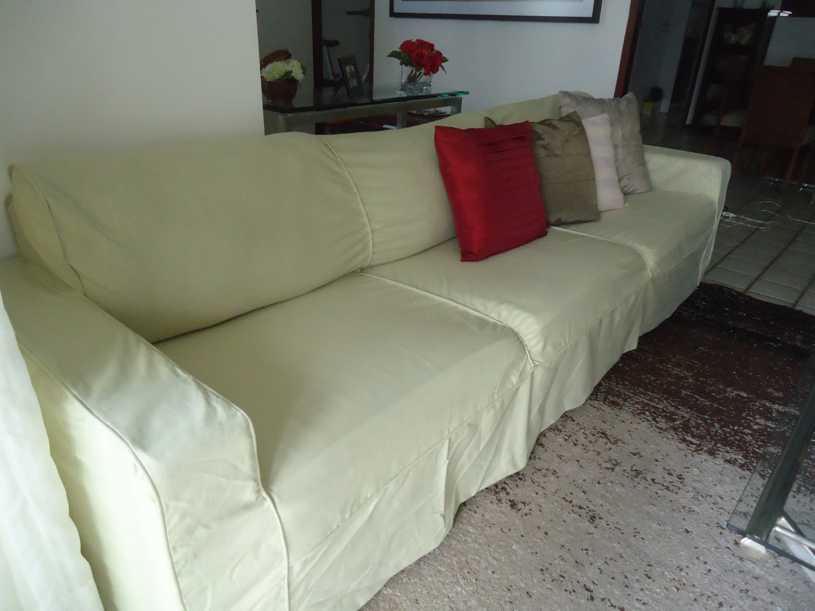 Tok de Requinte Capa para sofá com almofadas fixas